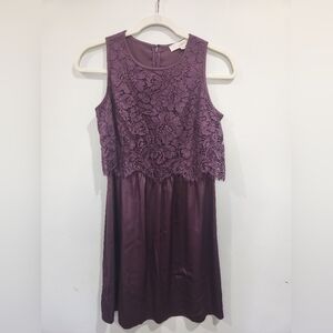 LOFT Purple Lace Midi Dress